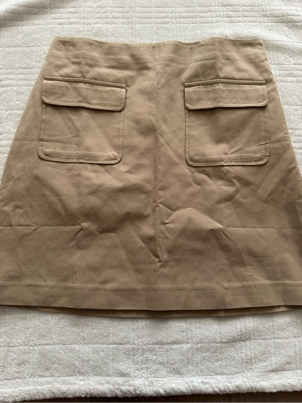 LOFT Tan Mini Skirt with Front Flap Pockets